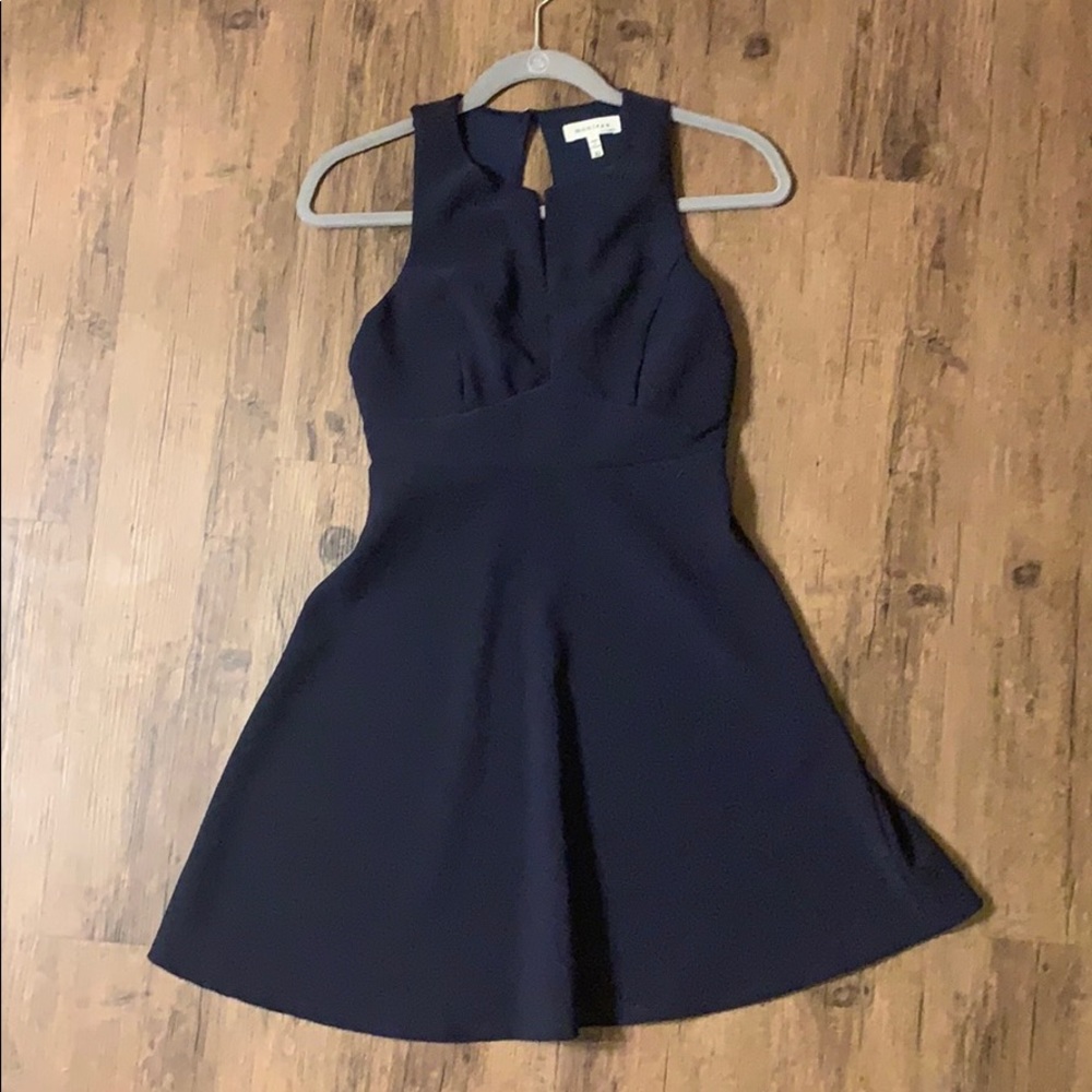 Navy Bow Back A Line Dress - XS